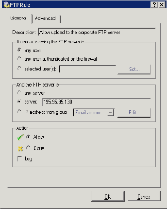Предопределенные правила FTP